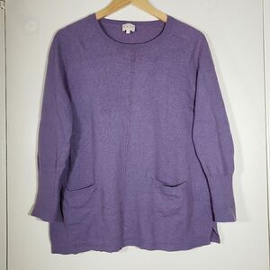 East Lambswool Cashmere Blend Purple Sweater with Pockets Size L